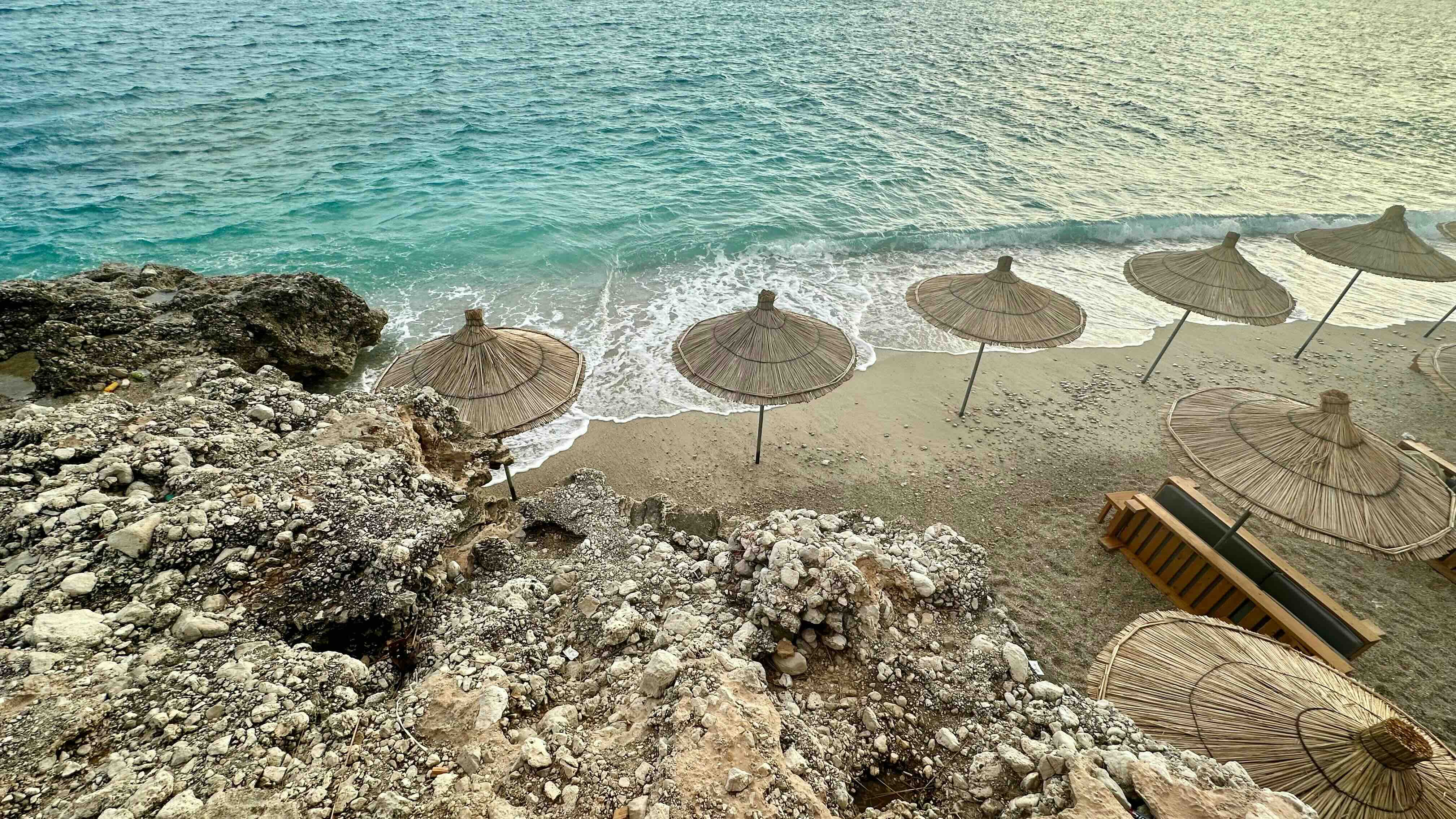 Sonnenuntergang &uuml;ber der Bucht von Sarand&euml;