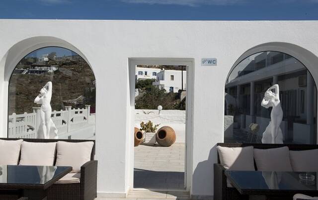 Terras van Hotel Zannis op Mykonos