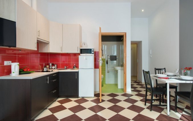 Keuken van een appartement van appartementen Happy Tower Krakow in Krakau