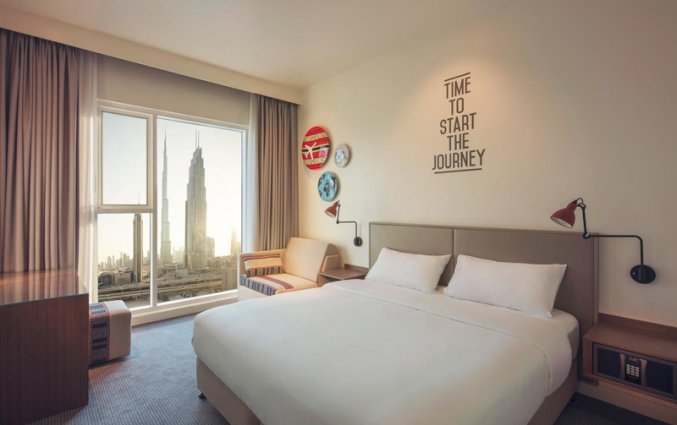 Tweepersoonskamer van Hotel Rove Downtown Dubai