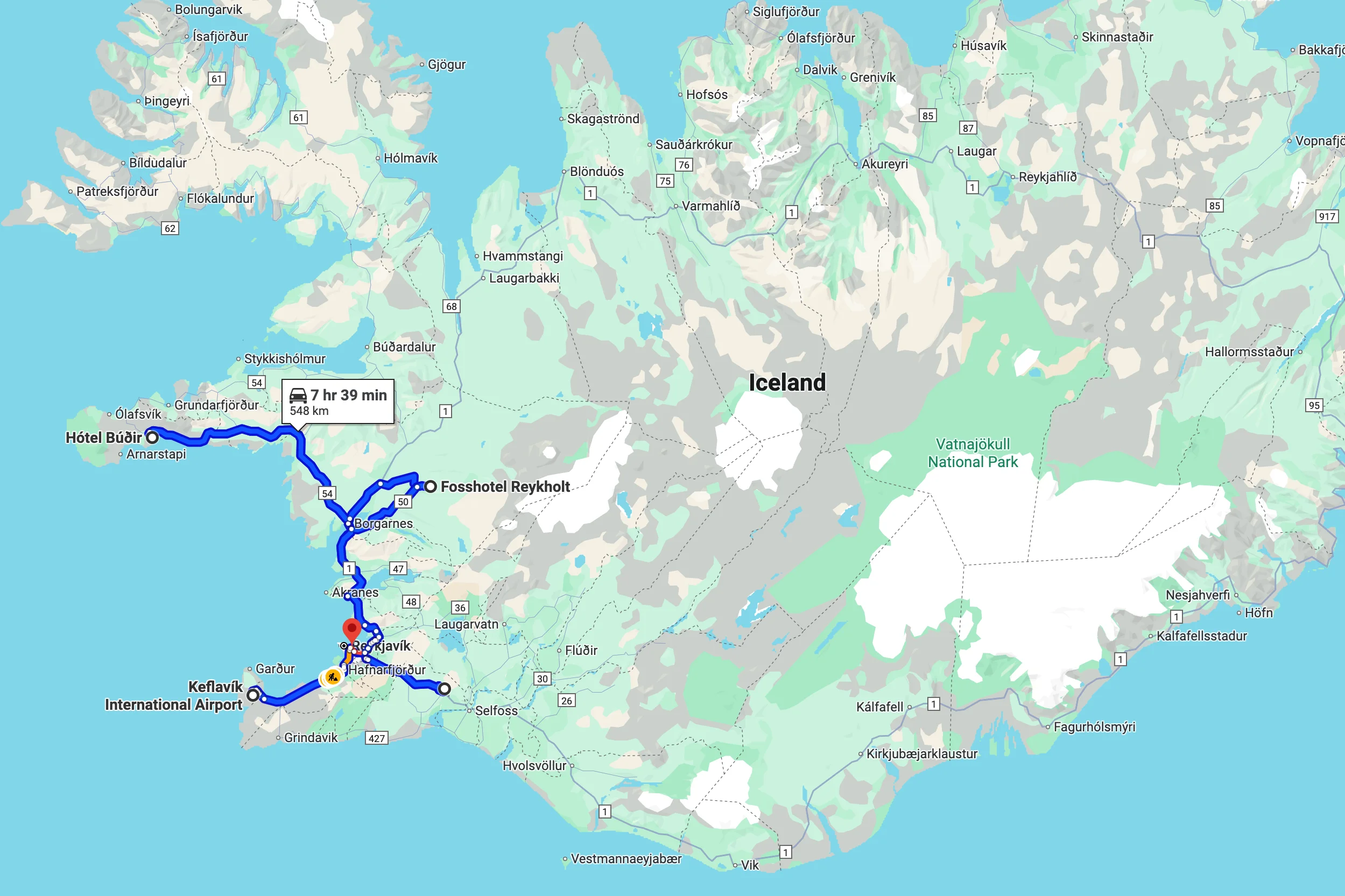 Route rondreis west en zuid ijsland