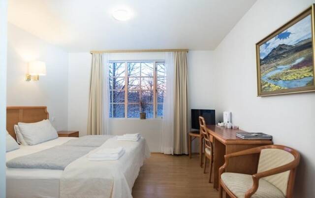 Tweepersoonskamer van Hotel Laxnes op IJsland