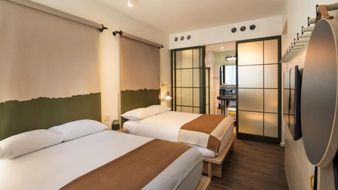 Tweepersoonskamer van hotel Moxy NYC Chelsea