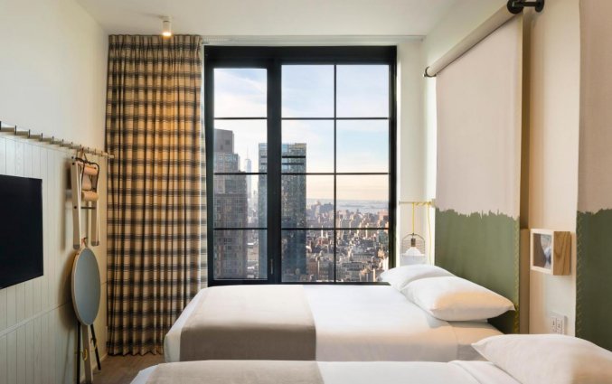 Tweepersoonskamer van hotel Moxy NYC Chelsea