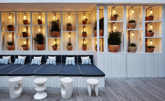 Zitgedeelte van Hotel Delamar in Lloret de Mar